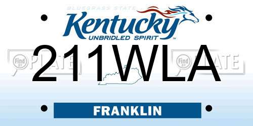 211WLA Kentucky License Plate