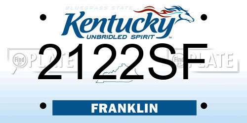 2122SF Kentucky License Plate