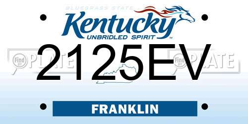 2125EV Kentucky License Plate