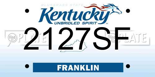 2127SF Kentucky License Plate
