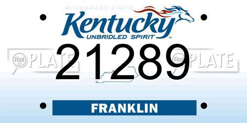 21289 Kentucky License Plate