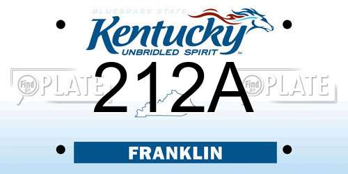 212A Kentucky License Plate