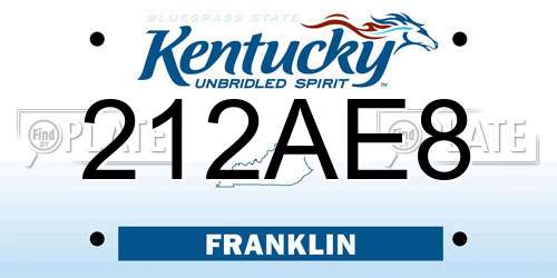 212AE8 Kentucky License Plate