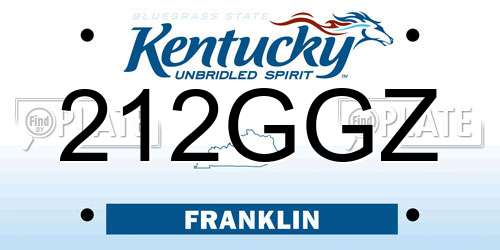 212GGZ Kentucky License Plate