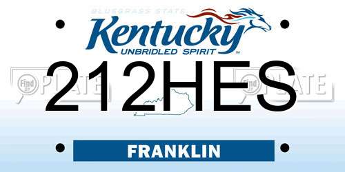 212HES Kentucky License Plate