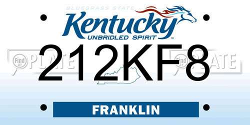 212KF8 Kentucky License Plate