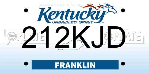 212KJD Kentucky License Plate