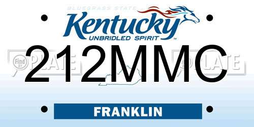 212MMC Kentucky License Plate