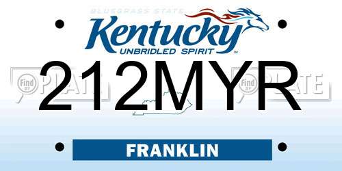 212MYR Kentucky License Plate