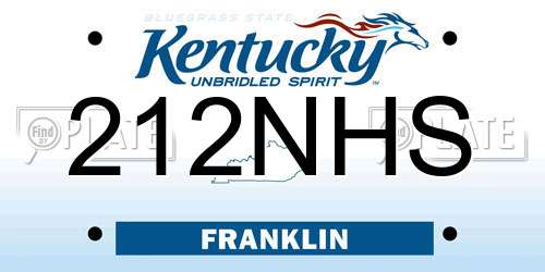 212NHS Kentucky License Plate