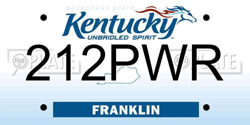 212PWR Kentucky License Plate