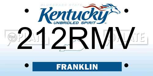 212RMV Kentucky License Plate