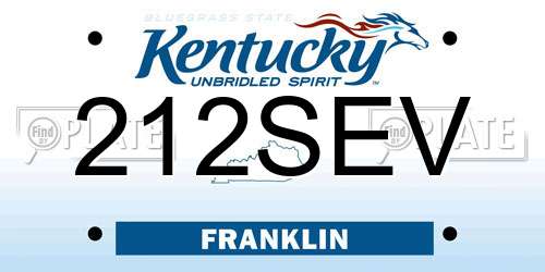 212SEV Kentucky License Plate