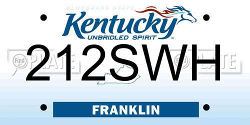 212SWH Kentucky License Plate