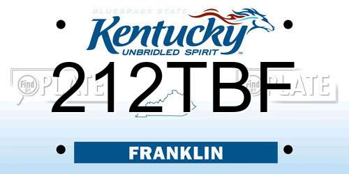 212TBF Kentucky License Plate
