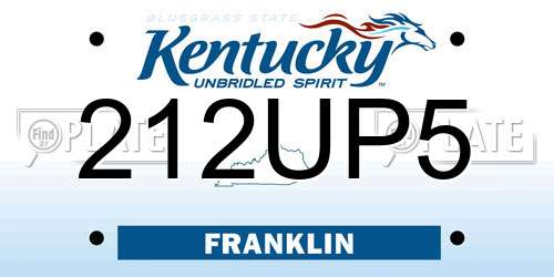 212UP5 Kentucky License Plate