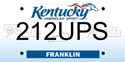 212UPS Kentucky License Plate