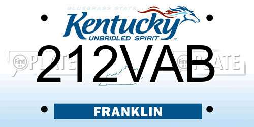212VAB Kentucky License Plate