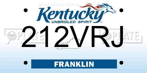 212VRJ Kentucky License Plate