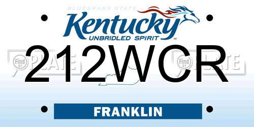 212WCR Kentucky License Plate