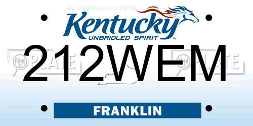 212WEM Kentucky License Plate