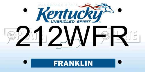 212WFR Kentucky License Plate