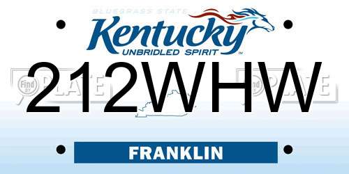212WHW Kentucky License Plate
