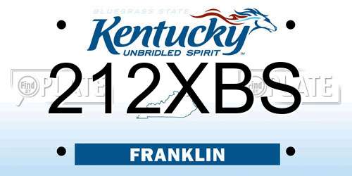 212XBS Kentucky License Plate