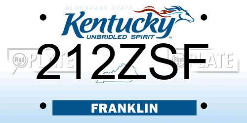 212ZSF Kentucky License Plate
