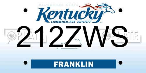 212ZWS Kentucky License Plate