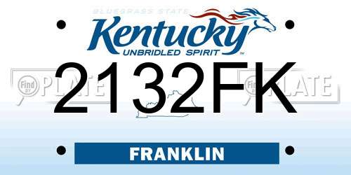 2132FK Kentucky License Plate
