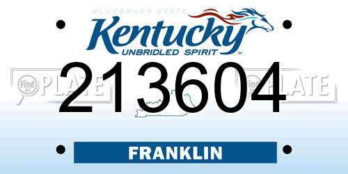 213604 Kentucky License Plate
