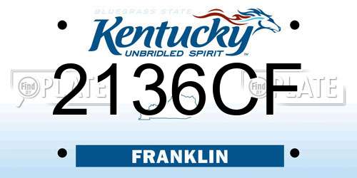 2136CF Kentucky License Plate