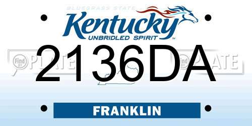 2136DA Kentucky License Plate