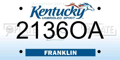 2136OA Kentucky License Plate