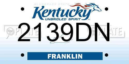 2139DN Kentucky License Plate