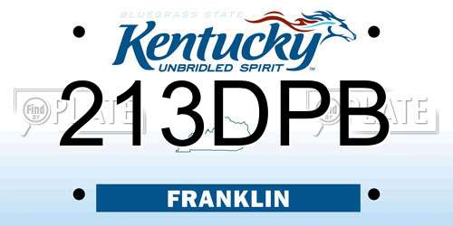 213DPB Kentucky License Plate