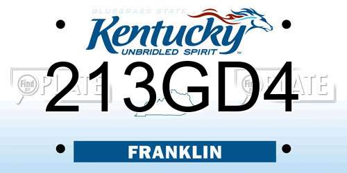 213GD4 Kentucky License Plate