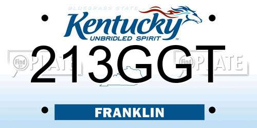 213GGT Kentucky License Plate