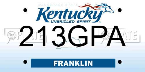213GPA Kentucky License Plate