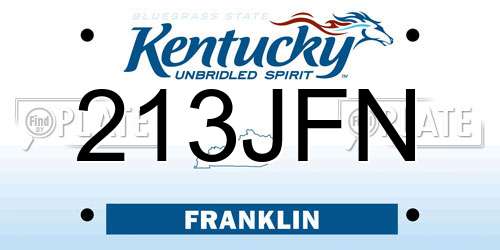 213JFN Kentucky License Plate