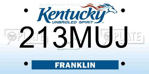 213MUJ Kentucky License Plate