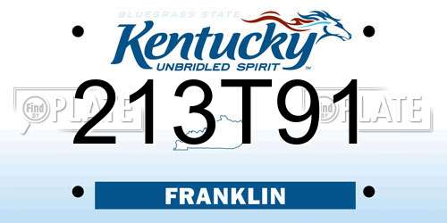 213T91 Kentucky License Plate