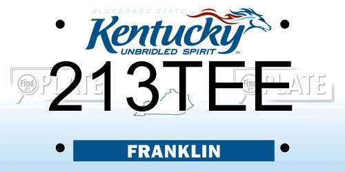 213TEE Kentucky License Plate
