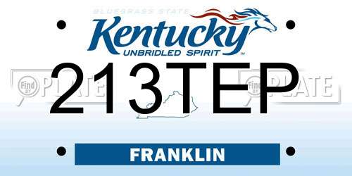 213TEP Kentucky License Plate