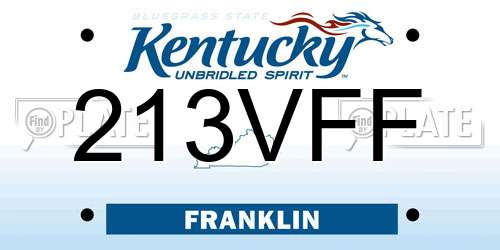 213VFF Kentucky License Plate