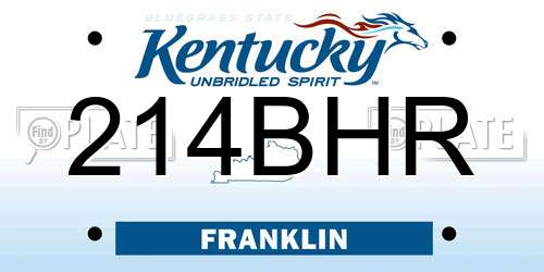214BHR Kentucky License Plate
