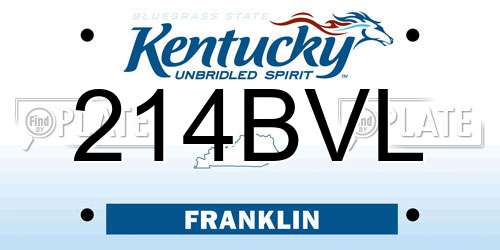 214BVL Kentucky License Plate