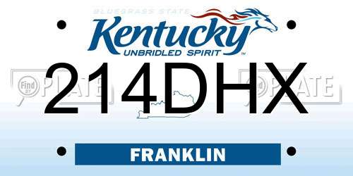 214DHX Kentucky License Plate