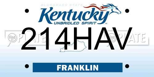 214HAV Kentucky License Plate
